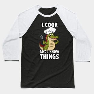 Crocodile Chef Funny Baseball T-Shirt